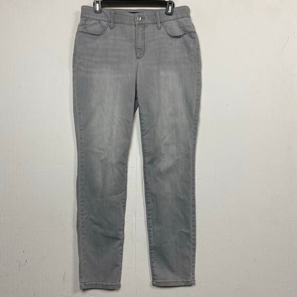Chico’s Gray Cotton Stretch Slim Leg Jeans Size 10 - Picture 1 of 11